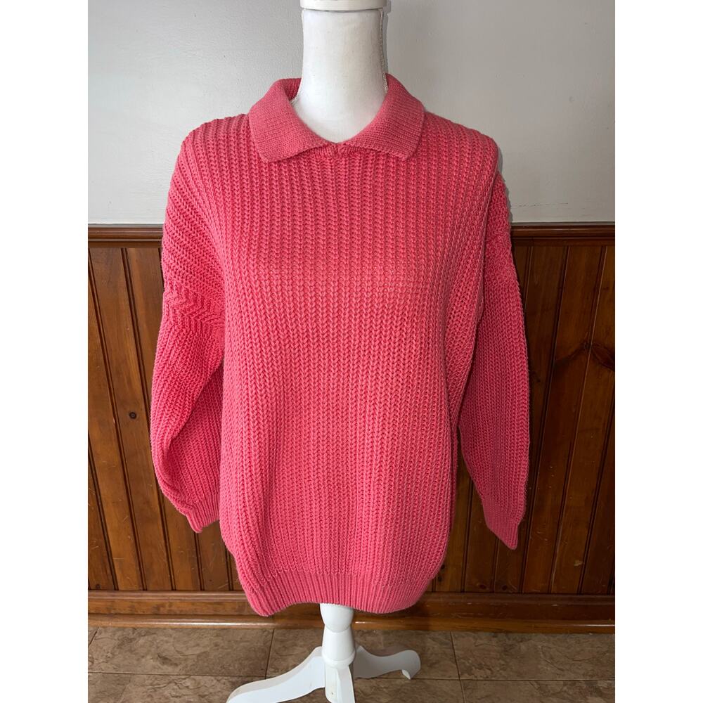 Womens Tarazzia Pink 80s Vintage Long Sleeve Cotton Blend Sweater Size‎ 2